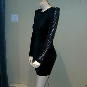 New Forever 21 Black Velvet Studded Dress